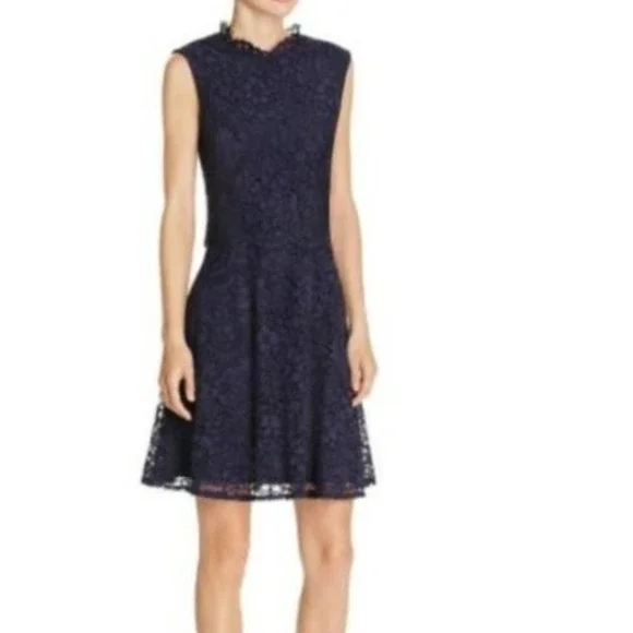 chinese dress ladies Betsey Johnson Women's Lace Popover Dress, Navy, 14 at Amazon Women's  Clothing store